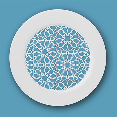 Assiette à motifs bleue